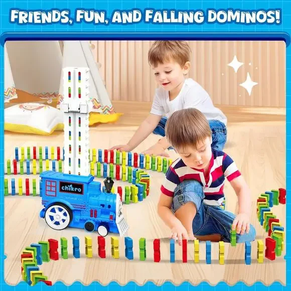 Domino Train Toys Games for Kids - Automated Dominoes-Placing Model Train for To - Picture 5 of 6